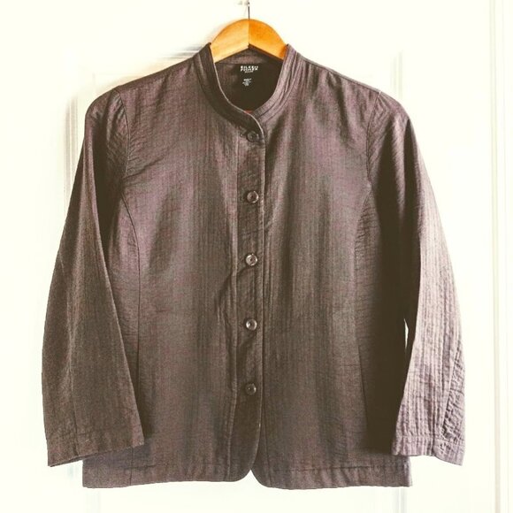 Eileen Fisher Petite Taupe Cotton Short Jacket - Picture 1 of 5